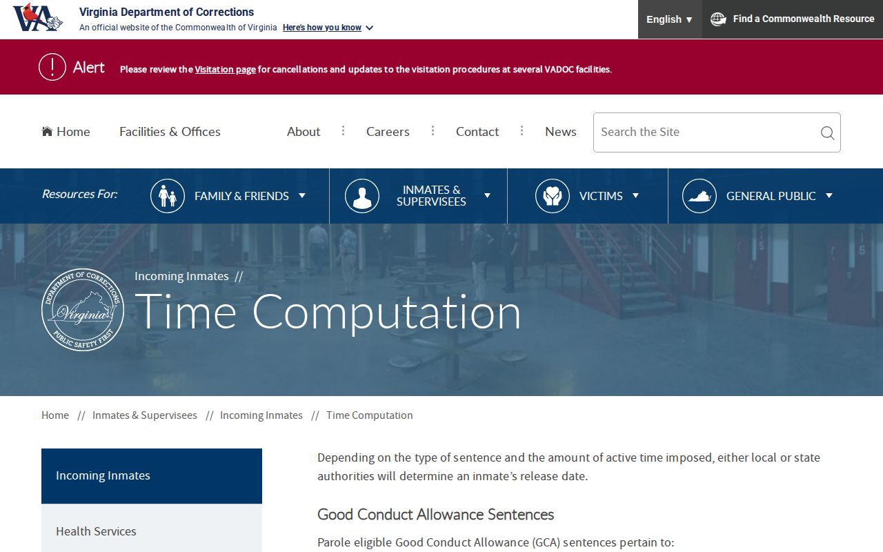 Pittsylvania County projected release date earned sentence credit rules