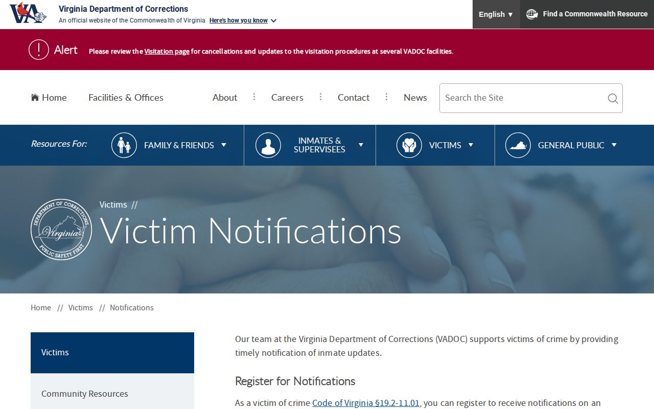 VADOC release notification definitions for Pittsylvania County cases