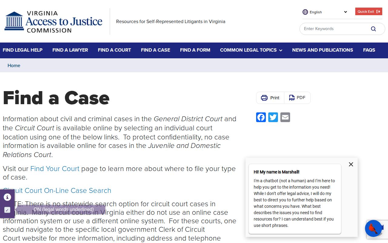 Virginia court search choices for Pittsylvania County release records